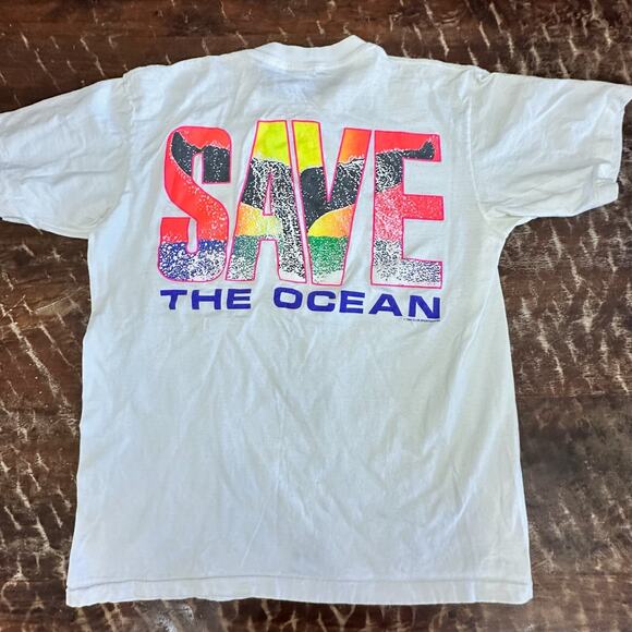 VTG 1989 Save the Ocean Club Sportswear TShirt XL Single Stitch 90s Conservation - Picture 1 of 10